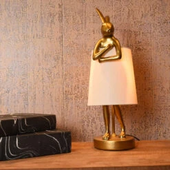 Gold Modest Rabbit 50cm Table Lamp With White Shade -Housingunits a3e88a847108888563716f46b9728cf2