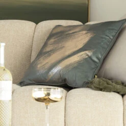 Brush Stroke Foil Sage & Gold Cushion