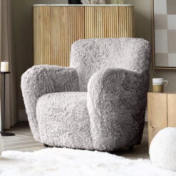 Joanna Dove Grey Faux Sheepskin Accent Chair