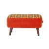 Orla Kiely Donegal Derry Orange & Sixties Stem Fawn Small Footstool
