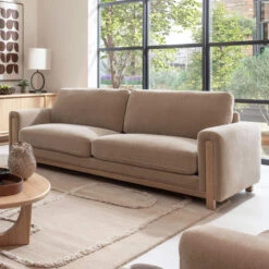 Leila Fawn Fabric 3 Seater Sofa