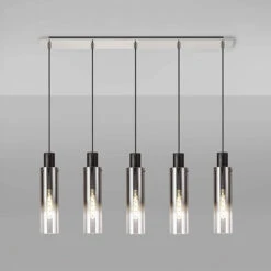 Chelsea Slim Satin Black & Smoked 5 Light Bar Pendant