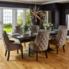 Medina High Gloss 200cm Extending Dining Table & 6 Metz Latte Chairs
