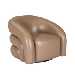 Glass House Arlo Taupe Leather Swivel Chair -Housingunits a9507f53b94e0be4eeb1f06f15f0f35a