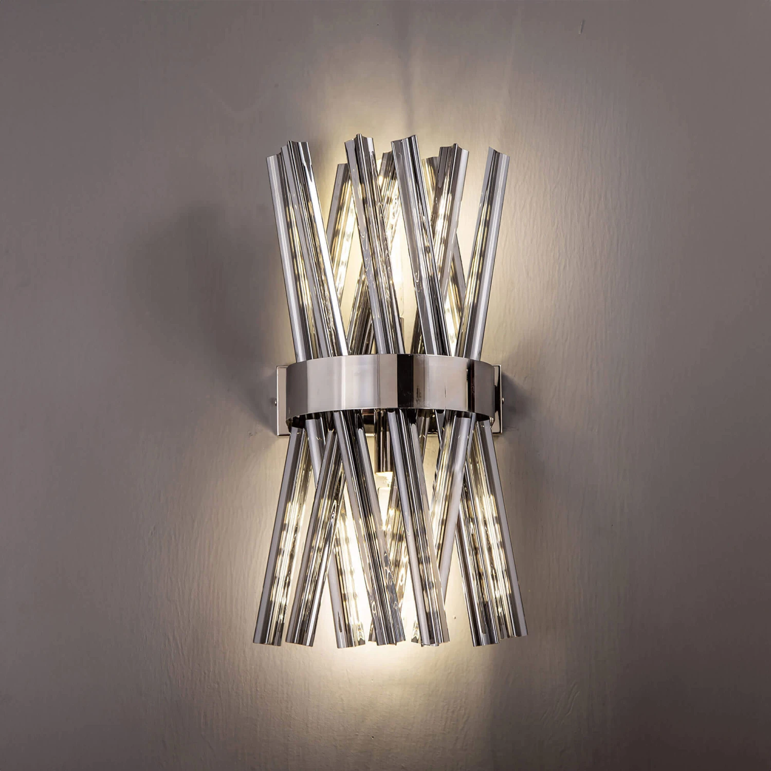Bravo Nickel & Smoked Glass Wall Light 1 Bravo Nickel & Smoked Glass Wall Light