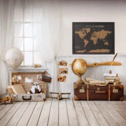 Black Travel Board World Map Large
