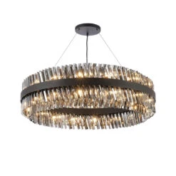 Azio Satin Black & Smoked Round 100cm Pendant Light -Housingunits a99b1b41a3df7450aa2ca192423cb3a4