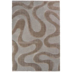 Cleo Wave Taupe Textured 133cm X 195cm Rug