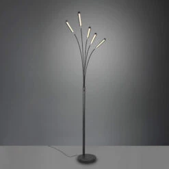 Salon Matt Black 5 Arm LED Floor Lamp