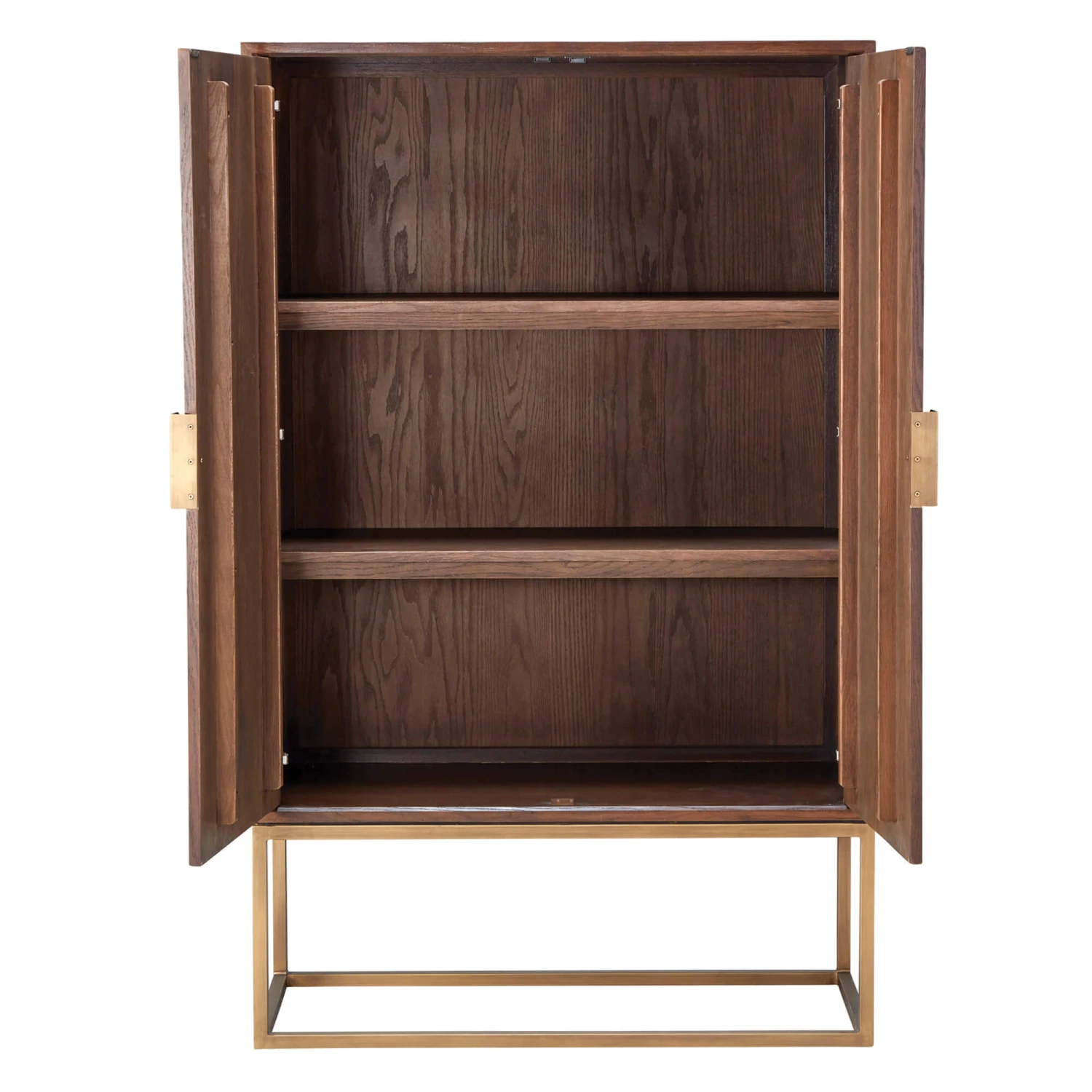 Olivia James Hemingway Mahogany Oak & Gold 2 Door Bar Cabinet 4 Olivia James Hemingway Mahogany Oak & Gold 2 Door Bar Cabinet - Image 4