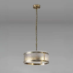 Alonza Antique Brass & Clear Seeded Glass 2 Light Pendant