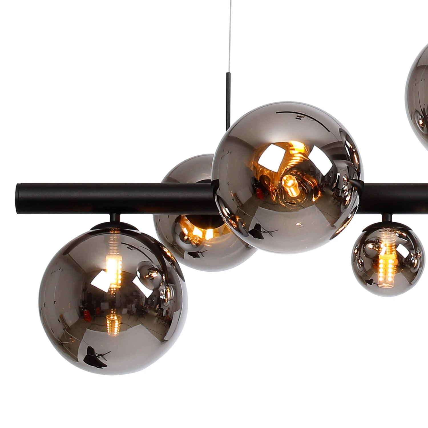 Miyako Satin Black & Chrome 9 Light Bar Pendant 4 Miyako Satin Black & Chrome 9 Light Bar Pendant - Image 4