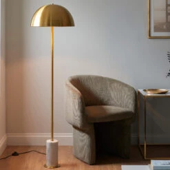 Aged Brass & Marble Dome Floor Lamp -Housingunits abc9c488777efc53eb0ba1f7feaa02e1