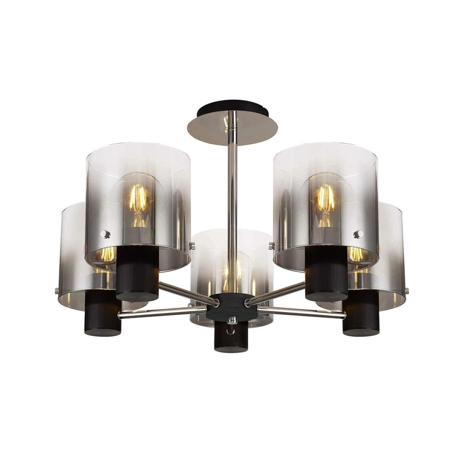Chelsea Satin Black & Smoked 5 Light Semi Flush Ceiling Light 3 Chelsea Satin Black & Smoked 5 Light Semi Flush Ceiling Light - Image 3