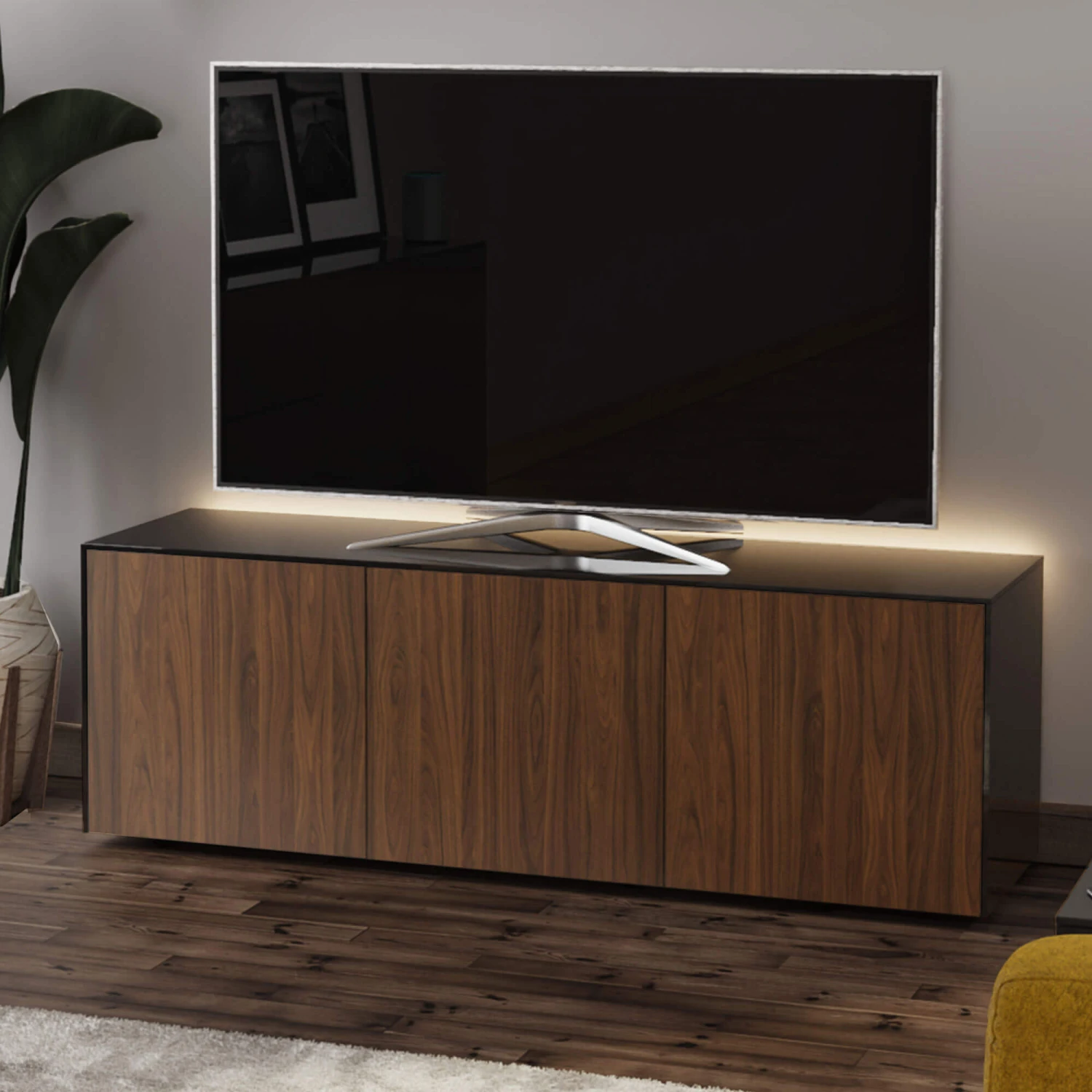 Frank Olsen Intelligent 150cm Black Gloss & Walnut TV Unit 1 Frank Olsen Intelligent 150cm Black Gloss & Walnut TV Unit