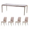 Baltaro Extending Dining Table With 4 Bettina Cream Dining Chairs