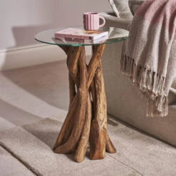 Java Teak 60cm Round Lamp Table