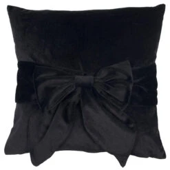 Velvet Bow Black Cushion