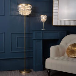 Laura Ashley Rhosill Matt Gold & Crystal 3 Light Floor Lamp