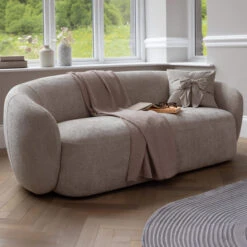 Rondo Cream Fabric 3 Seater Sofa