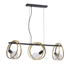 Cerchio Black & Gold 3 Light Bar Pendant