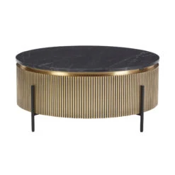 Ivette Round Gold & Black Marble Coffee Table -Housingunits b4d56f5a0c71a625b212ed90be7978d6
