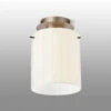 Lino Ribbed Light Gold & White Wide Line Glass Flush Ceiling Light