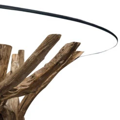 Java Reclaimed Teak 130cm Round Dining Table & 4 Toby Brown Faux Leather Chairs -Housingunits b5922a9caa8fb078de1bbdbd620f83c6