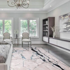 Aurora Quake Metallic Blue 160 X 230cm Rug