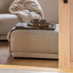 Aarhus Off White Textured Fabric Footstool