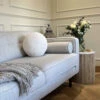 Ivory Boucle Fabric Ball Sofa Cushion