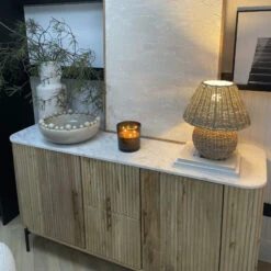 Rochelle Mango Wood & Marble Wide Sideboard -Housingunits b6f1838594b8be3037f19da320d07021