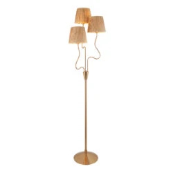 Wriggle Aged Brass 3 Light Floor Lamp With Raffia Shades -Housingunits b7b2a3eab52b7b013b7581cb700a3367