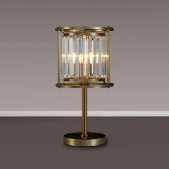 Samraat Antique Brass & Crystal Table Lamp