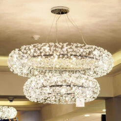 Avezza Chrome Crystal 2 Tier Pendant Light