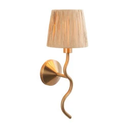 Wriggle Aged Brass Wall Lamp With Raffia Shade -Housingunits b877f49802e2f4760c0c2bb897dbf50b