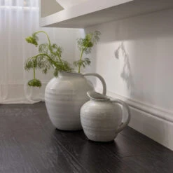 Large White Rustic Ceramic Jug