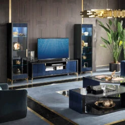 Celeste High Gloss Cobalt Blue TV Unit -Housingunits b923daca72a632b7f7814dc8ea242974
