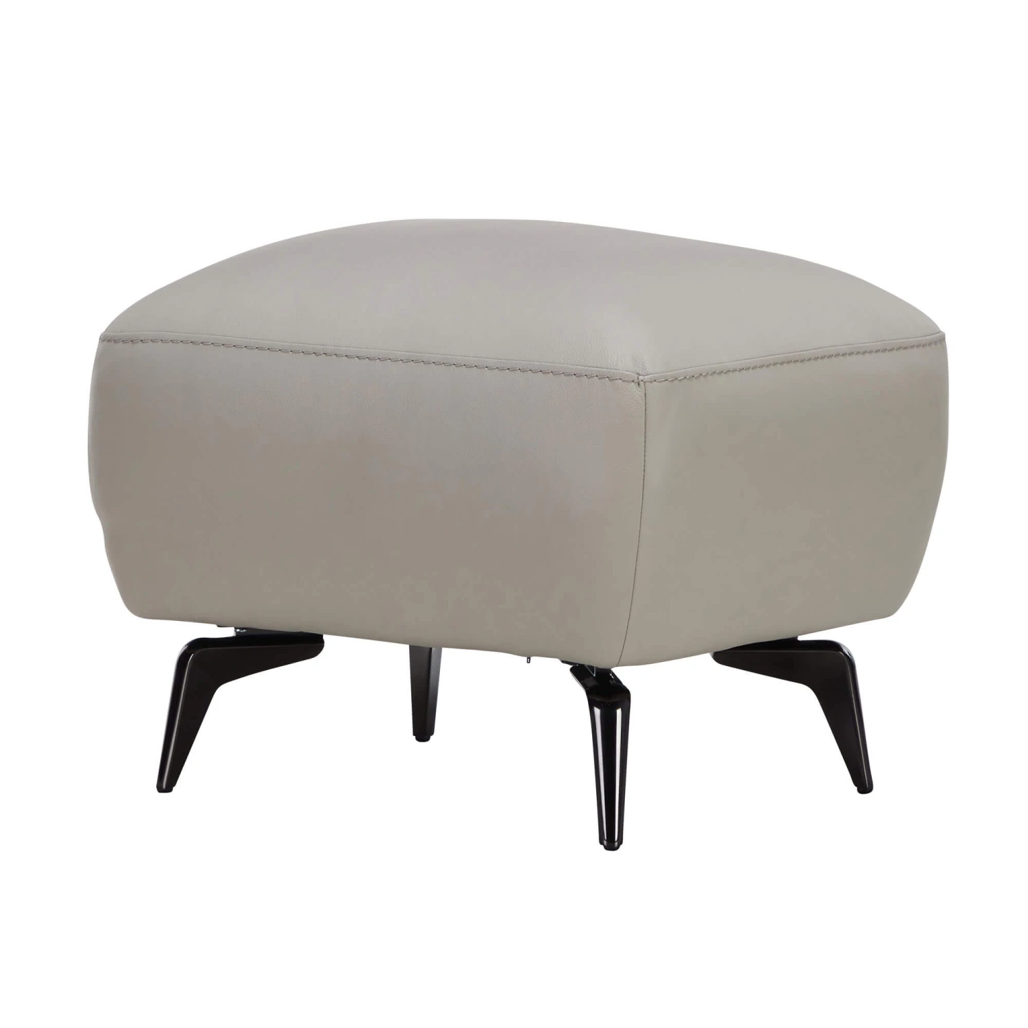 Lariano Light Grey Leather Ottoman 2 Lariano Light Grey Leather Ottoman - Image 2