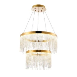 Rowen French Gold Crystal 2 Tier Pendant Light