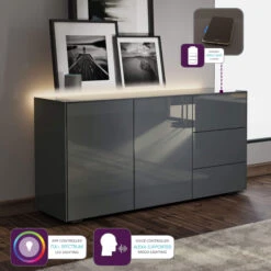 Frank Olsen Intelligent Grey Gloss 2 Door 3 Drawer Sideboard -Housingunits b9c0cea0c50858c6d7d0c8db744ce360 1
