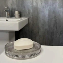 Showerdrape Pzazz Silver Diamante Soap Dish