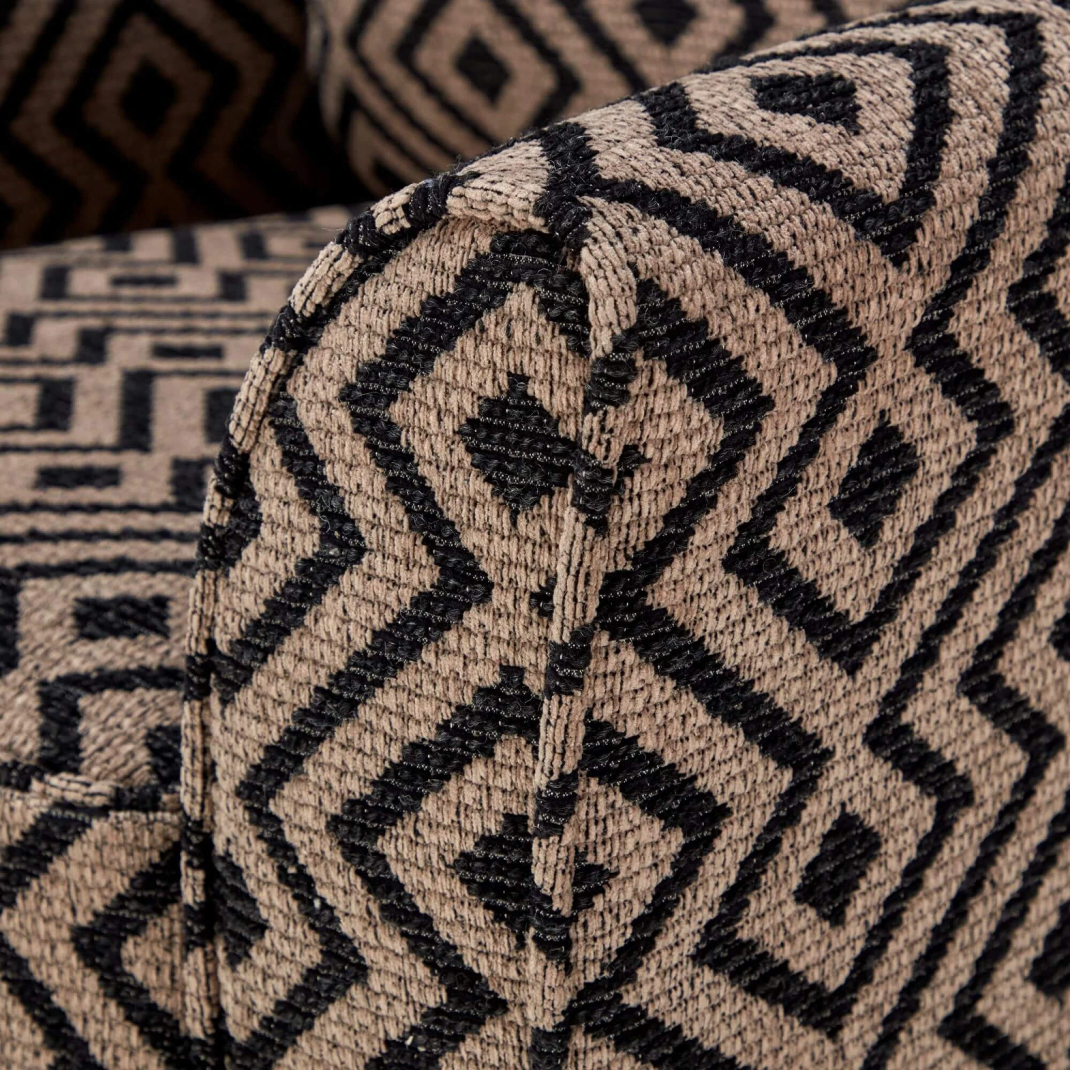 Lucinda Black & Natural Patterned Fabric Accent Armchair 5 Lucinda Black & Natural Patterned Fabric Accent Armchair - Image 5