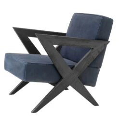 Eichholtz Felippe Black And Blue Leather Accent Chair -Housingunits bd66cde3c08dc4473e8044cf1f9dbaa4