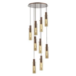 Chelsea Slim Satin Mocha & Amber 9 Light Pendant -Housingunits bf753f5c40e1bb1b9add19baef4351b9