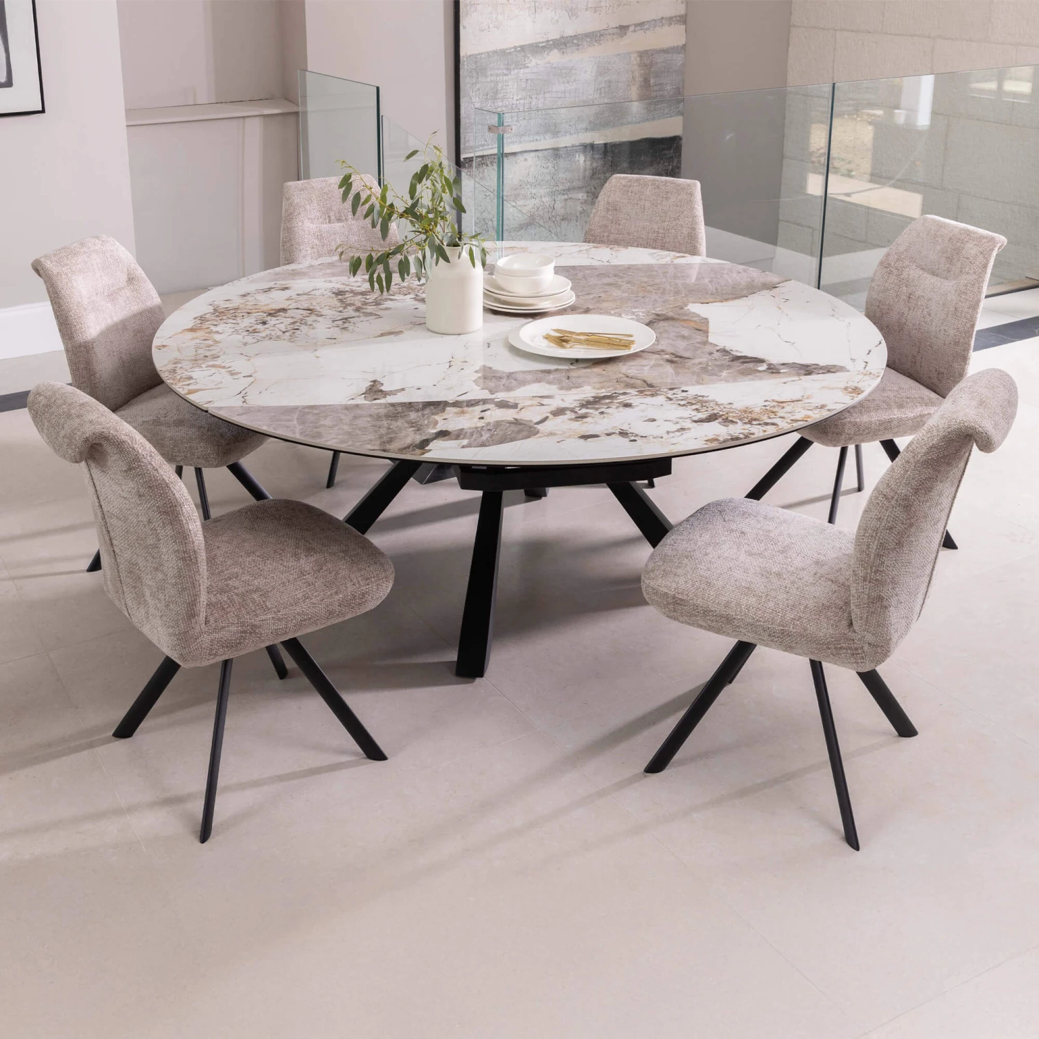 Fiora Casa Volari Round Ceramic Extending Dining Table 2 Fiora Casa Volari Round Ceramic Extending Dining Table - Image 2