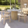 Rochelle 120cm Round Mango Wood & Marble Dining Table & 4 Larvik Natural Chairs