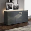 Frank Olsen Intelligent Grey Gloss 2 Door 3 Drawer Sideboard