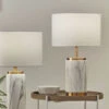 Carrara White Marble Effect And Brass Table Lamp