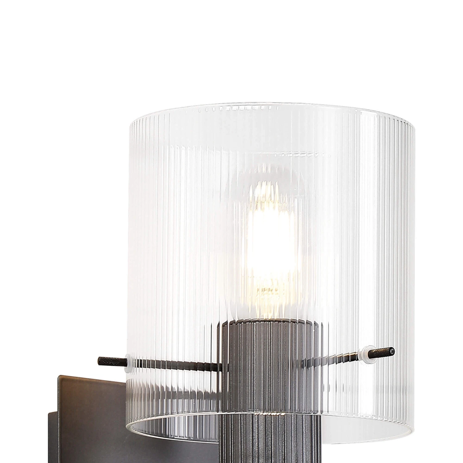 Lino Ribbed Dark Grey & Clear Narrow Line Glass Wall Light 4 Lino Ribbed Dark Grey & Clear Narrow Line Glass Wall Light - Image 4
